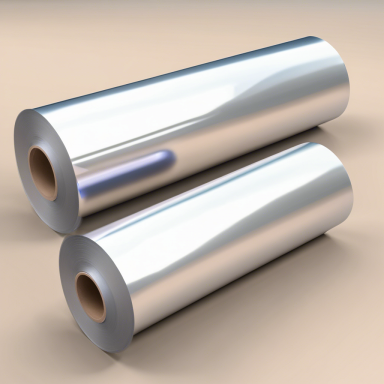 Two rolls of shiny barrier film enhanced with Atomic Layer Deposition (ALD) coating.