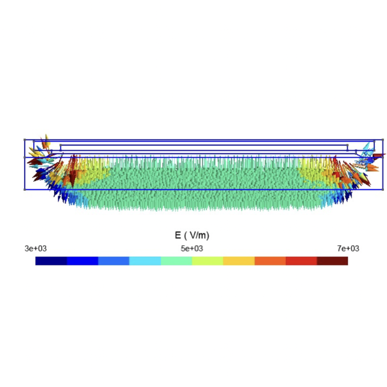 "High-resolution graphical representation of an integrated low energy PEALD (Plasma-Enhanced Atomic Layer Deposition) system by Encapsulix: This scientific image illustrates the distribution and intensity of electric fields (E) within an integrated low energy PEALD system. The color-coded scale at the bottom of the image ranges from 3x10^3 V/m (in blue) to 7x10^3 V/m (in red), indicating the variation in electric field strength across the PEALD plasma. The central portion of the image features a dense, uniform green area, signifying regions of moderate electric field intensity, flanked by more intense fields at the boundaries shown in red and yellow. This visualization is crucial for understanding the behavior and effectiveness of low energy PEALD in various industrial applications, such as surface modification, thin-film deposition, and semiconductor processing. Encapsulix's expertise in PEALD technology is highlighted through this detailed depiction, emphasizing their commitment to quality and innovation. The integration of low energy PEALD allows for precise control over surface interactions, enhancing material properties and performance. This image underscores the importance of controlled PEALD environments in achieving uniform and consistent results in material processing. Encapsulix employs advanced simulation and modeling techniques to optimize PEALD parameters, ensuring that their systems meet the highest standards of efficiency and reliability. The detailed representation of the electric field distribution within the PEALD plasma highlights the sophisticated nature of Encapsulix's technology, showcasing their ability to tailor PEALD conditions for specific applications. The use of low energy PEALD in material processing provides several advantages, including reduced damage to sensitive substrates and enhanced uniformity of deposited films. Encapsulix's integrated PEALD systems are designed to deliver these benefits, supporting a wide range of high-tech applications. This visualization serves as an educational tool, illustrating the complex principles of PEALD dynamics and their application in material science. By providing clear and detailed visualizations, Encapsulix helps engineers, researchers, and industry professionals better understand and optimize their PEALD processes. The integrated low energy PEALD system depicted here is a testament to Encapsulix's leadership in the field, demonstrating their ability to create reliable and high-performing solutions. The image reflects the company's ongoing commitment to advancing technology and improving the efficiency of industrial processes. Encapsulix's focus on developing innovative PEALD solutions ensures that their systems provide consistent performance and meet the specific needs of their clients. The detailed visualization underscores the importance of precise control over PEALD conditions in achieving desired material characteristics and functionality. Encapsulix's expertise in this area allows them to offer advanced solutions that enhance the performance and reliability of their products. The integrated low energy PEALD system is an example of the company's dedication to quality and innovation in material science. This image captures the essence of Encapsulix's approach to PEALD technology, where precision and consistency are paramount. By leveraging their expertise in PEALD dynamics, Encapsulix continues to drive innovation and set new standards in the field of material science. The visualization of electric field distribution within the PEALD system is a clear indication of the company's commitment to advancing technology and improving the performance of their products. Encapsulix's focus on achieving exceptional control over PEALD conditions ensures that their solutions meet the highest standards of quality and reliability. This commitment to excellence is what sets Encapsulix apart in the field of engineering and technology, providing clients with high-performing and reliable solutions. The detailed depiction of the integrated low energy PEALD system serves as a reminder of the critical role that precise PEALD control plays in modern engineering and manufacturing. Encapsulix remains at the forefront of this field, continually pushing the boundaries of what is possible through innovation and dedication to quality. The image of the integrated low energy PEALD system is a testament to Encapsulix's leadership in material science and their ongoing commitment to advancing technology through precise and reliable PEALD solutions